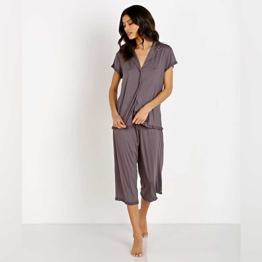 Eberjey Ruthie Ruffle Pajama Top Size Small Color Rabbit‎ - Picture 7 of 8